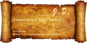 Javorszki Dénes névjegykártya